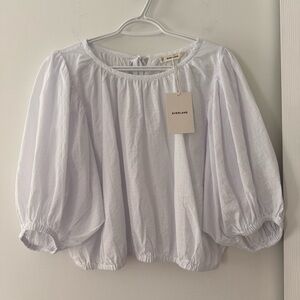 Everlane Gauze Cotton White Puff Sleeve Blouse